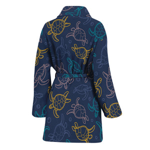 Cute Sea Turtle Pattern Print Women's Bathrobe