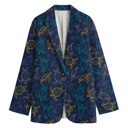 Cute Sea Turtle Pattern Print Women's Blazer