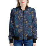 Cute Sea Turtle Pattern Print Women's Bomber Jacket