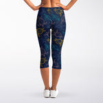 Cute Sea Turtle Pattern Print Women's Capri Leggings