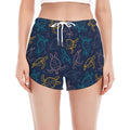 Cute Sea Turtle Pattern Print Women's Split Running Shorts