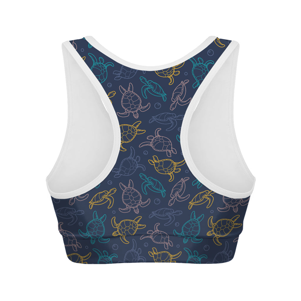 Cute Sea Turtle Pattern Print Women's Sports Bra