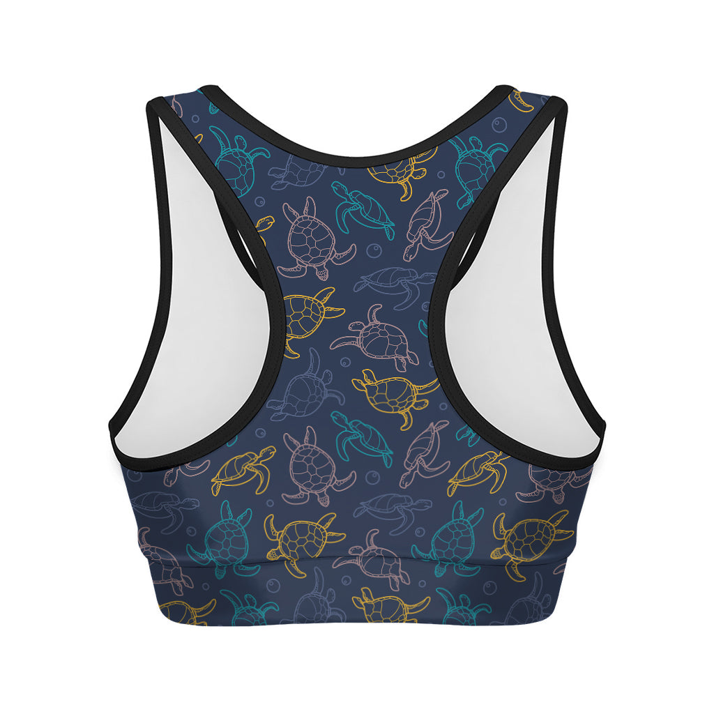 Cute Sea Turtle Pattern Print Women's Sports Bra