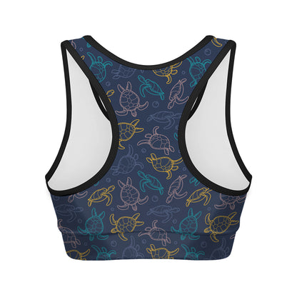 Cute Sea Turtle Pattern Print Women's Sports Bra