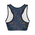 Cute Sea Turtle Pattern Print Women's Sports Bra