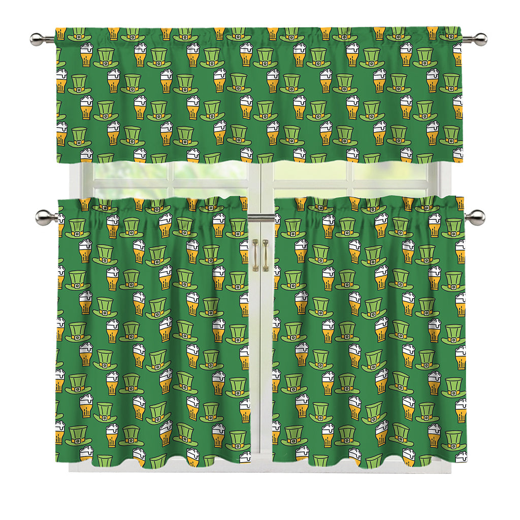 Cute Shamrock Saint Patrick's Day Print 3 Piece Kitchen Curtains