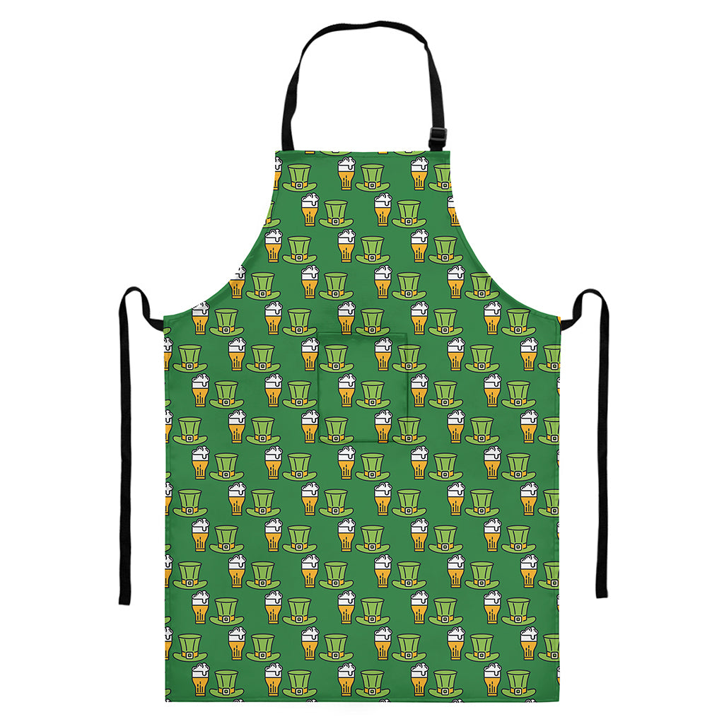 Cute Shamrock Saint Patrick's Day Print Bib Apron With Pocket