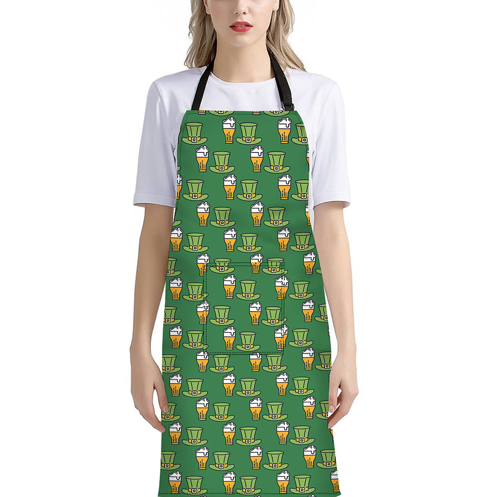 Cute Shamrock Saint Patrick's Day Print Bib Apron With Pocket