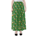 Cute Shamrock Saint Patrick's Day Print Chiffon Maxi Skirt