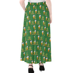 Cute Shamrock Saint Patrick's Day Print Chiffon Maxi Skirt