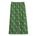 Cute Shamrock Saint Patrick's Day Print Cotton Front Slit Maxi Skirt