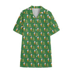 Cute Shamrock Saint Patrick's Day Print Cotton Hawaiian Shirt