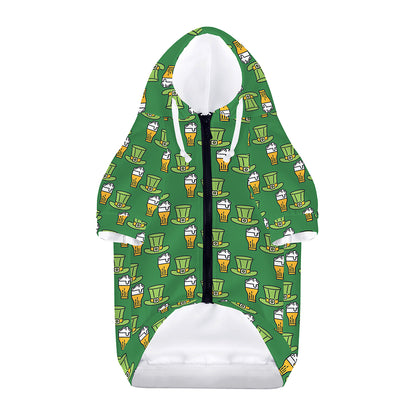 Cute Shamrock Saint Patrick's Day Print Dog Zip Up Hoodie