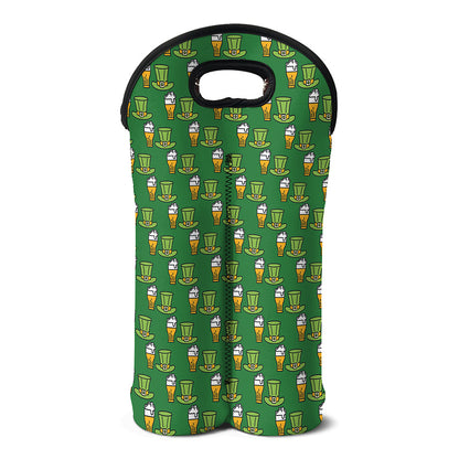 Cute Shamrock Saint Patrick's Day Print Double Neoprene Wine Tote