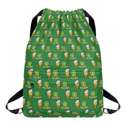 Cute Shamrock Saint Patrick's Day Print Drawstring Backpack