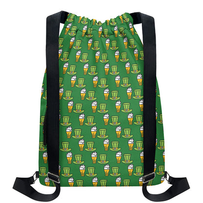 Cute Shamrock Saint Patrick's Day Print Drawstring Backpack