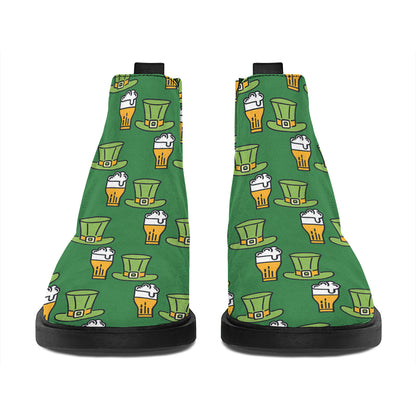 Cute Shamrock Saint Patrick's Day Print Flat Ankle Boots