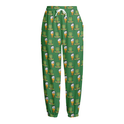 Cute Shamrock Saint Patrick's Day Print Fleece Lined Knit Pants