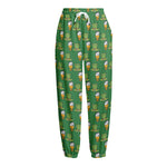 Cute Shamrock Saint Patrick's Day Print Fleece Lined Knit Pants