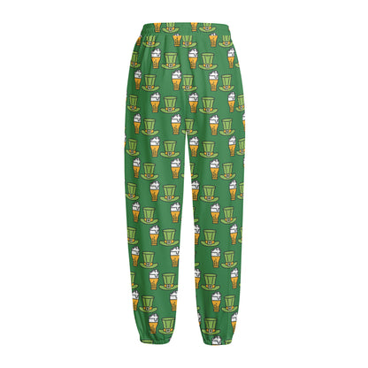 Cute Shamrock Saint Patrick's Day Print Fleece Lined Knit Pants