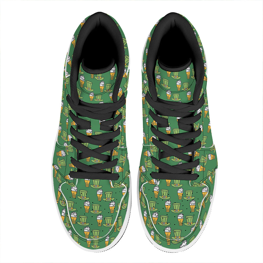 Cute Shamrock Saint Patrick's Day Print High Top Leather Sneakers