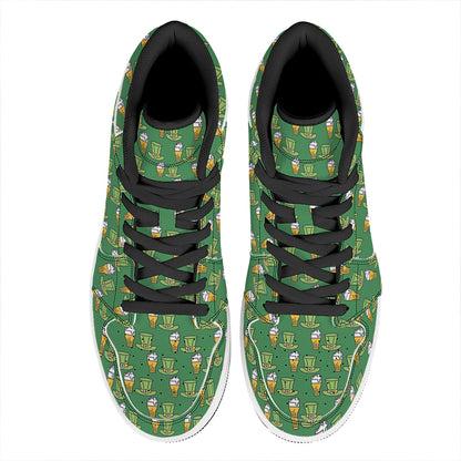Cute Shamrock Saint Patrick's Day Print High Top Leather Sneakers