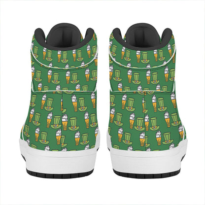 Cute Shamrock Saint Patrick's Day Print High Top Leather Sneakers