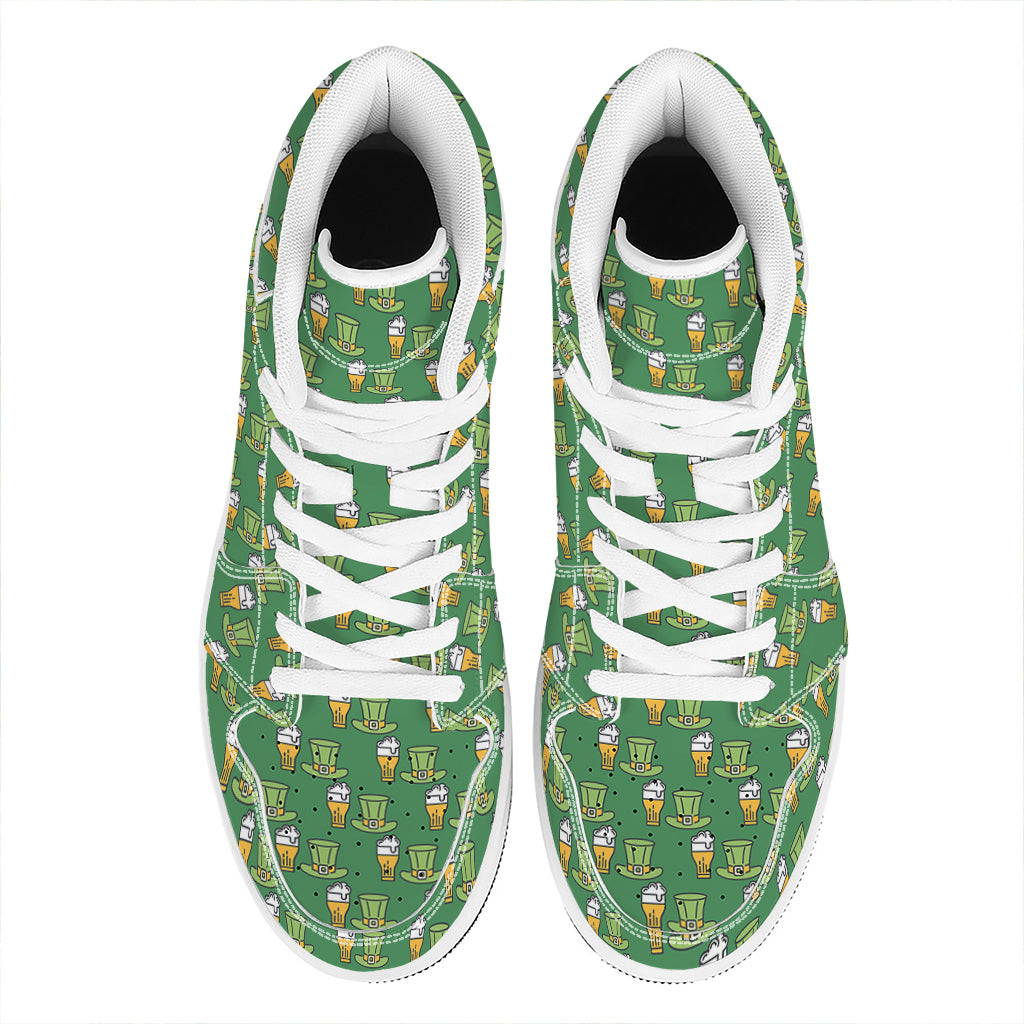 Cute Shamrock Saint Patrick's Day Print High Top Leather Sneakers