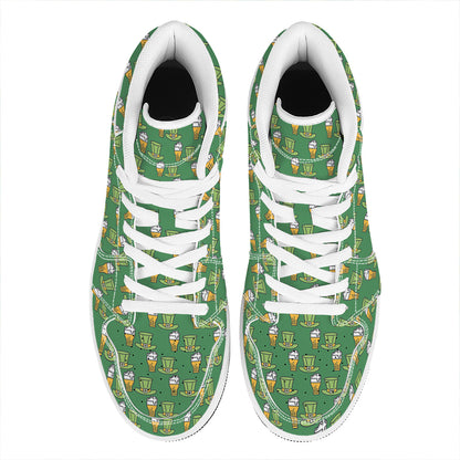 Cute Shamrock Saint Patrick's Day Print High Top Leather Sneakers