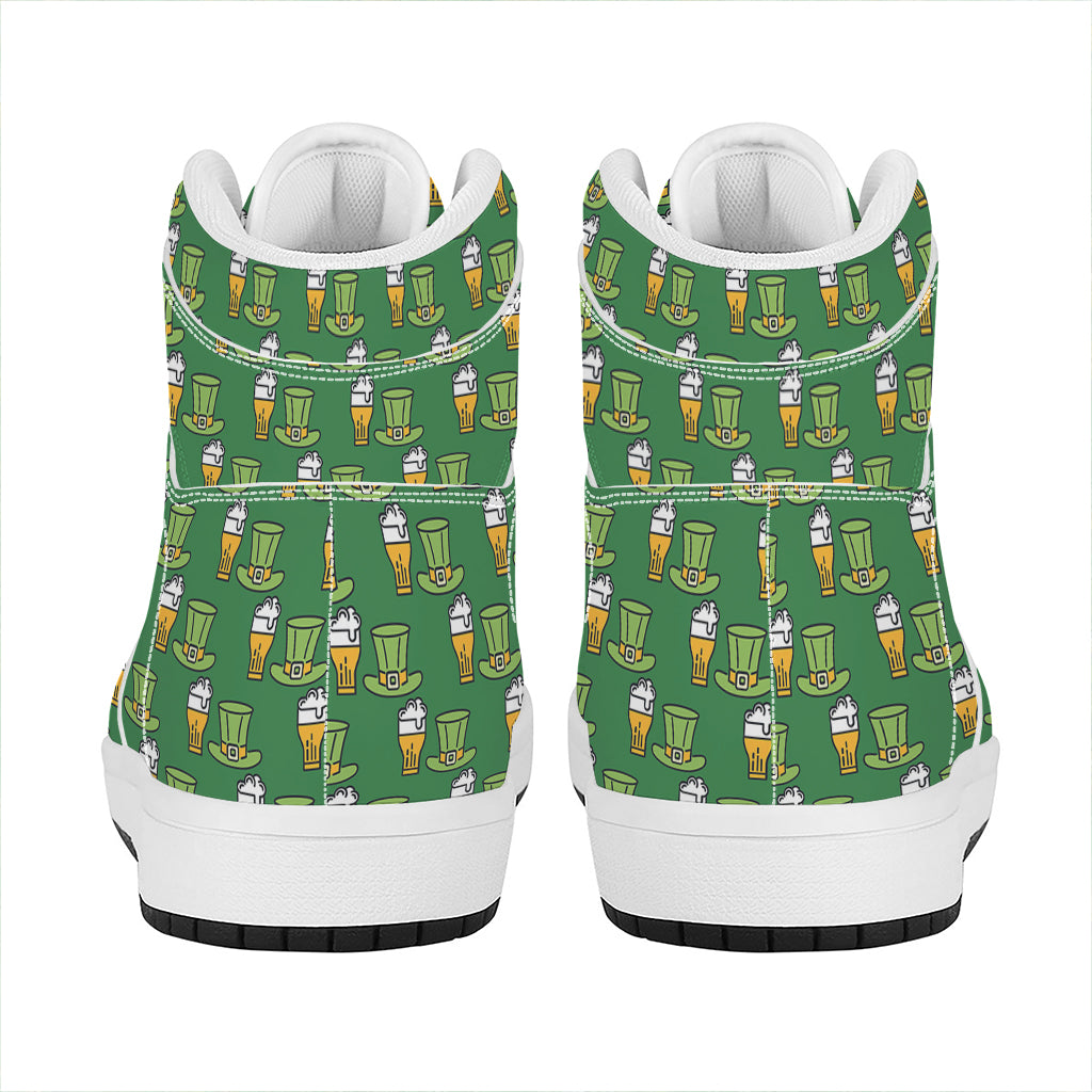 Cute Shamrock Saint Patrick's Day Print High Top Leather Sneakers