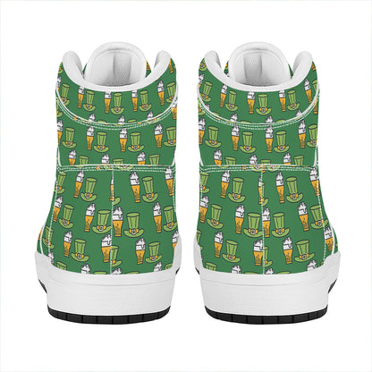 Cute Shamrock Saint Patrick's Day Print High Top Leather Sneakers