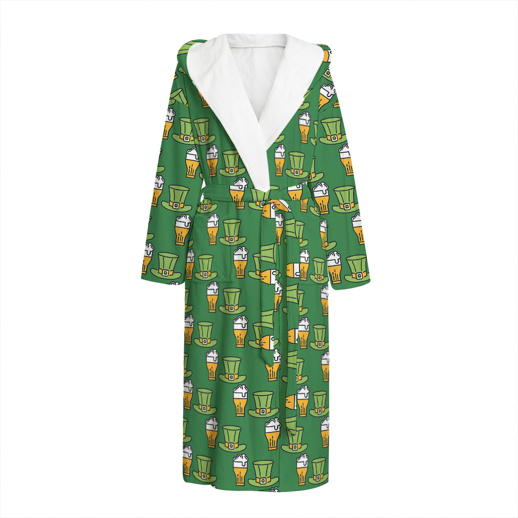 Cute Shamrock Saint Patrick's Day Print Hooded Bathrobe