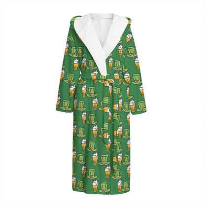 Cute Shamrock Saint Patrick's Day Print Hooded Bathrobe