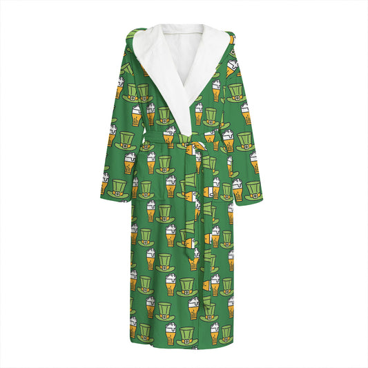 Cute Shamrock Saint Patrick's Day Print Hooded Bathrobe