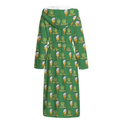 Cute Shamrock Saint Patrick's Day Print Hooded Bathrobe
