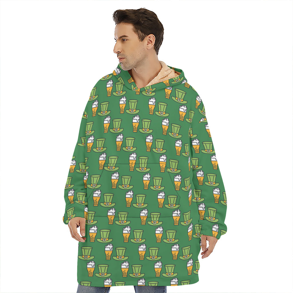Cute Shamrock Saint Patrick's Day Print Hoodie Blanket