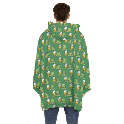 Cute Shamrock Saint Patrick's Day Print Hoodie Blanket