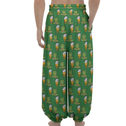 Cute Shamrock Saint Patrick's Day Print Lantern Pants