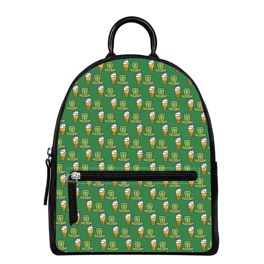 Cute Shamrock Saint Patrick's Day Print Leather Backpack