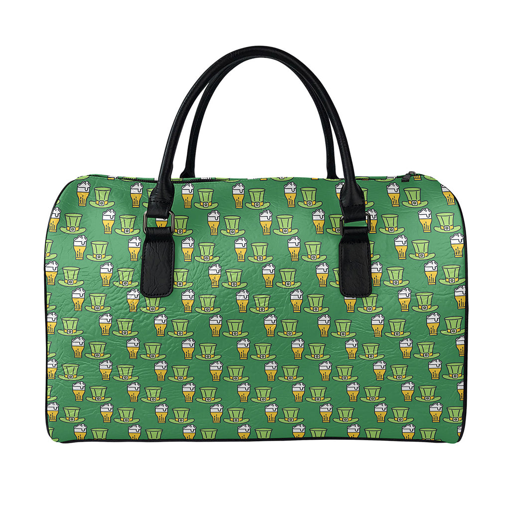 Cute Shamrock Saint Patrick's Day Print Leather Duffle Bag