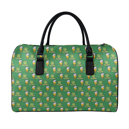 Cute Shamrock Saint Patrick's Day Print Leather Duffle Bag