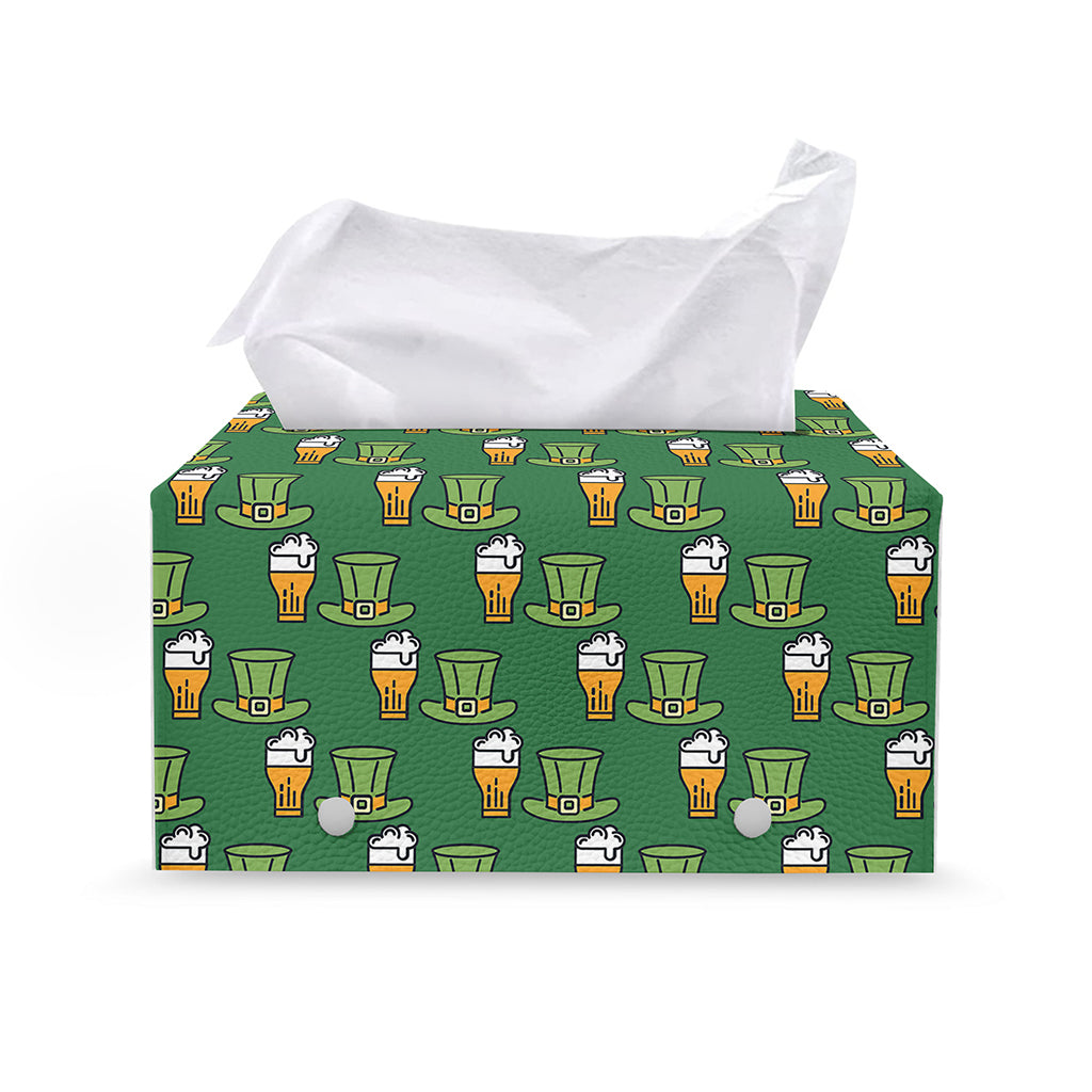 Cute Shamrock Saint Patrick's Day Print Leather Tissue Box Cover