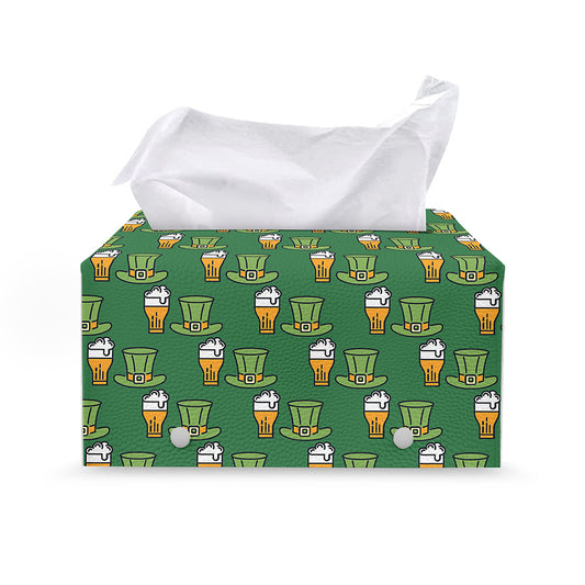 Cute Shamrock Saint Patrick's Day Print Leather Tissue Box Cover