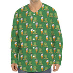 Cute Shamrock Saint Patrick's Day Print Long Sleeve Baseball Jersey