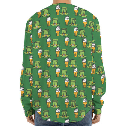 Cute Shamrock Saint Patrick's Day Print Long Sleeve Baseball Jersey
