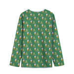 Cute Shamrock Saint Patrick's Day Print Long Sleeve Short Coat