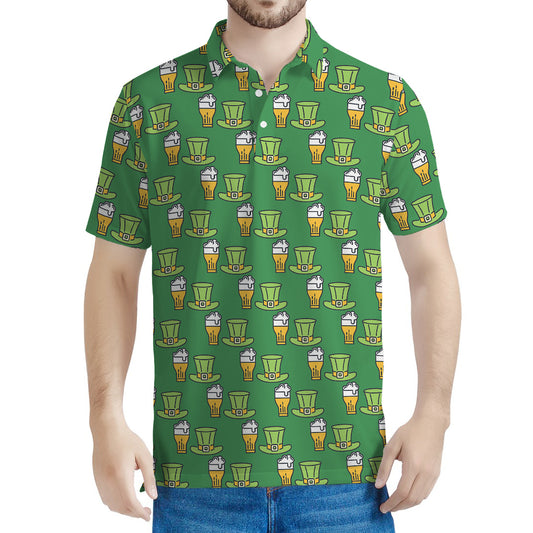 Cute Shamrock Saint Patrick's Day Print Men's Polo Shirt