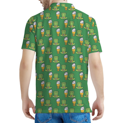 Cute Shamrock Saint Patrick's Day Print Men's Polo Shirt