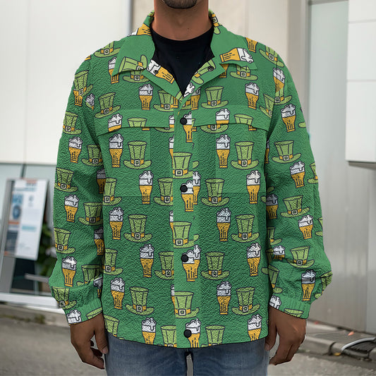 Cute Shamrock Saint Patrick's Day Print Men's Shirt Jacket