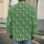 Cute Shamrock Saint Patrick's Day Print Men's Shirt Jacket